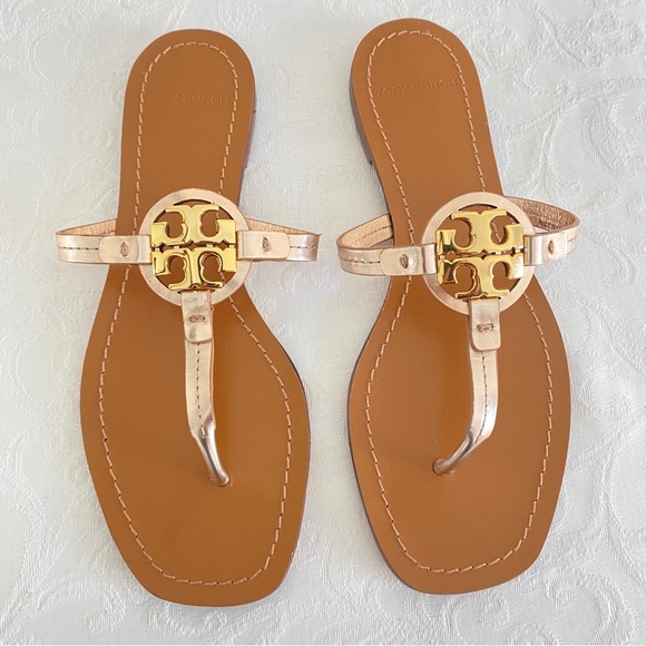 Tory Burch Rose Gold Thong Sandals - Picture 1 of 10
